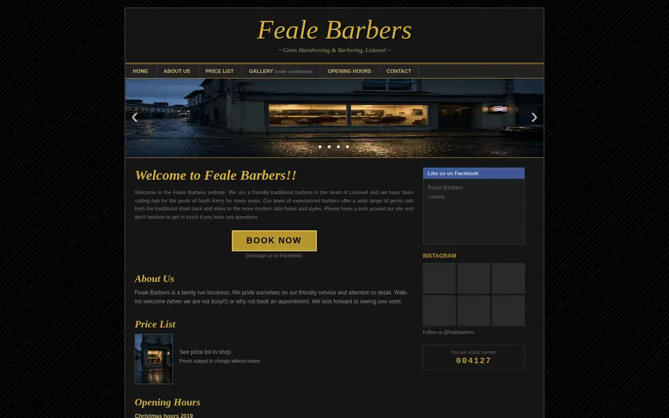 Screenshot of the old Feale Barbers website.