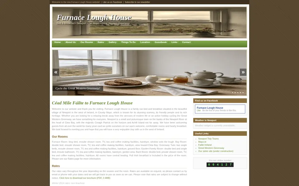Screenshot of the old Furnace Lough House website.