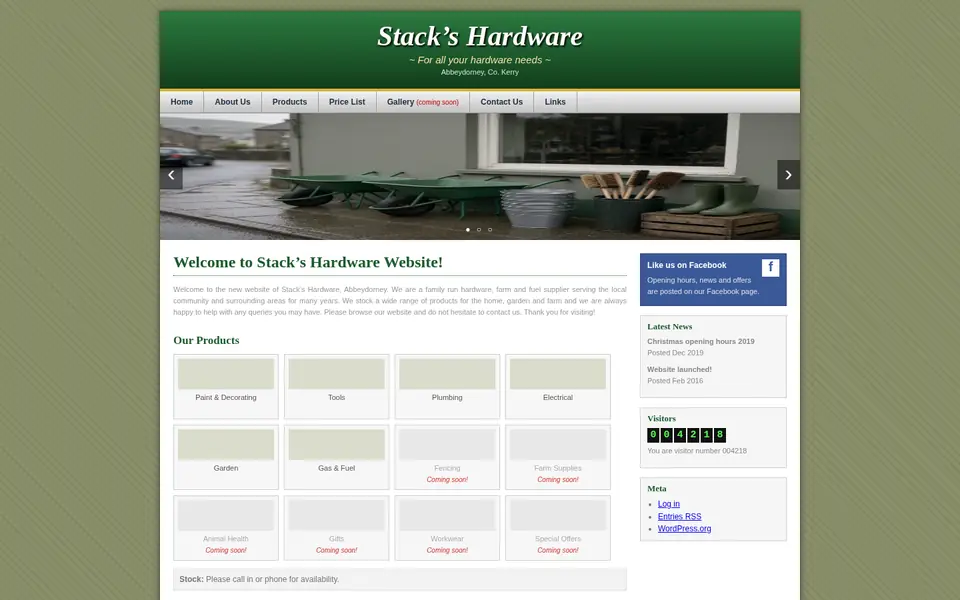 Screenshot of the old Stack & Daughters website.
